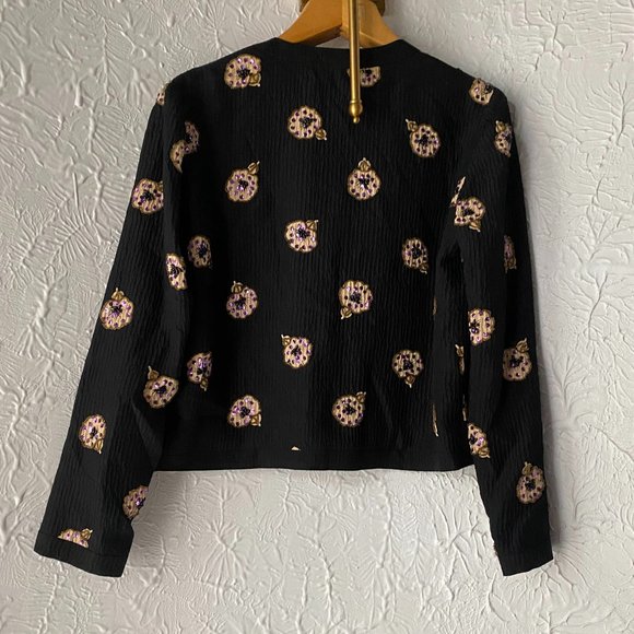 Soo Yung Lee Silk Embroidered Jacket - Size 12 - Picture 2 of 3